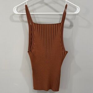 Brown Ribbed Women's Top - never worn
